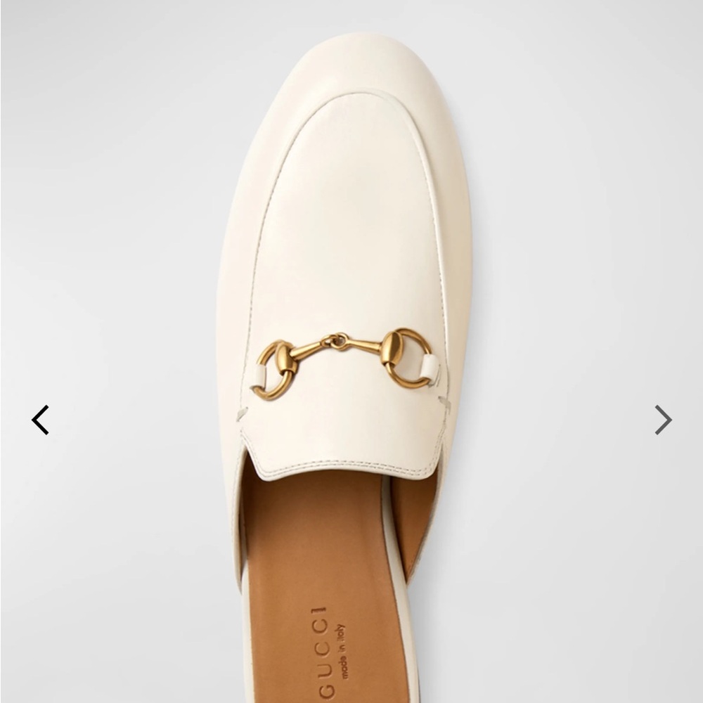 Gucci Women's Ivory Loafers with Gold Accent